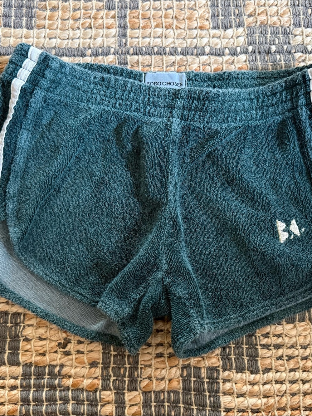 Bobo Choses Dark Green Terry Shorts Girls size 6-7